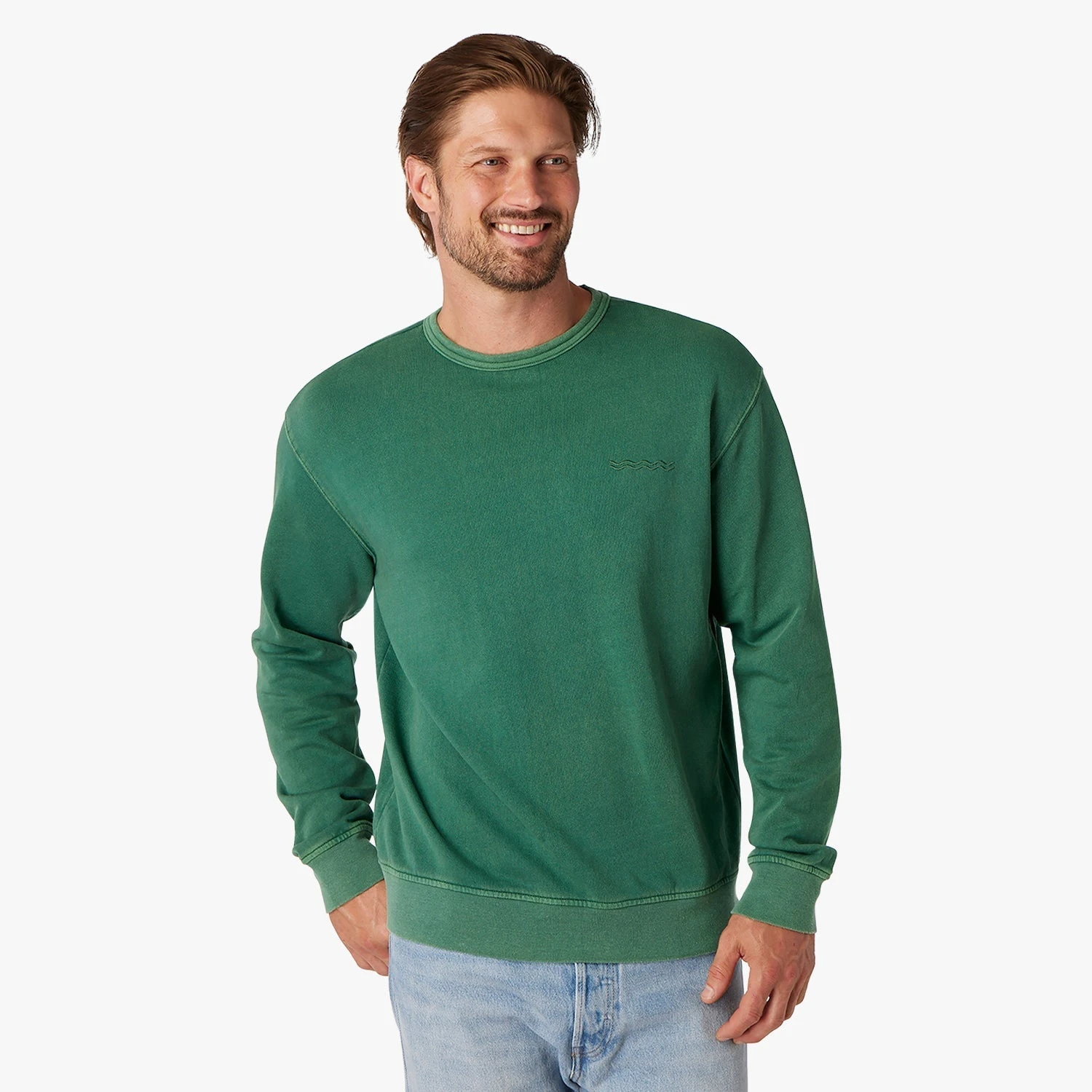 The Vintage-Wash Saltaire Crewneck | Coastal Green - Image 2