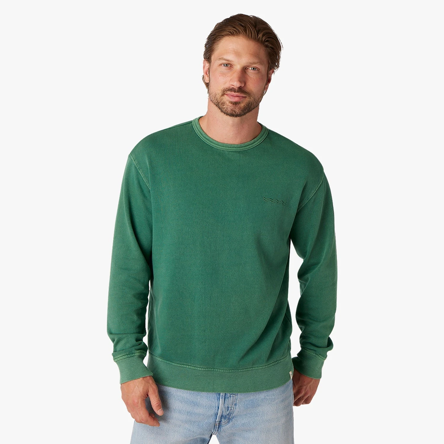 The Vintage-Wash Saltaire Crewneck | Coastal Green - Image 3