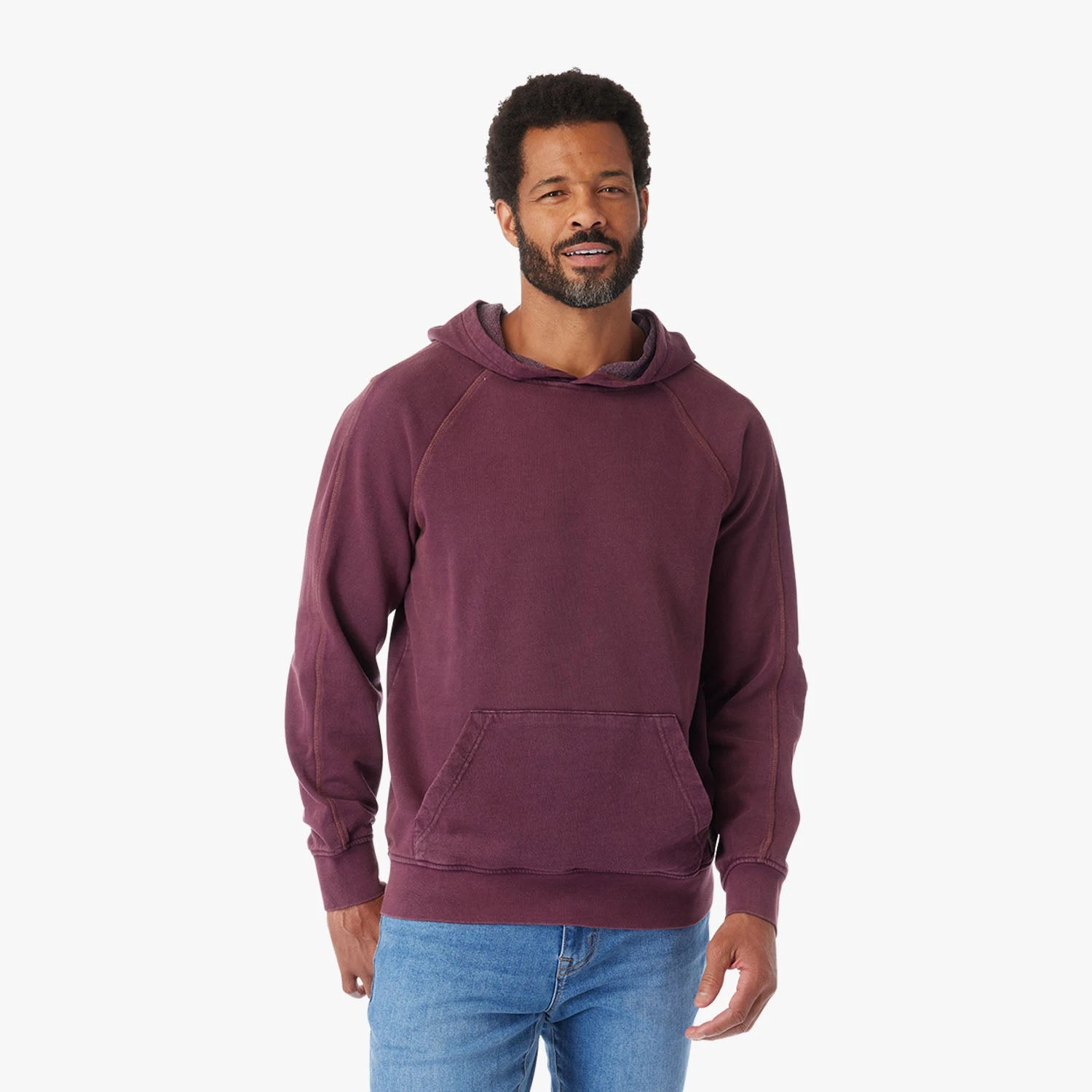 The Vintage-Wash Saltaire Hoodie | Burgundy - Image 8