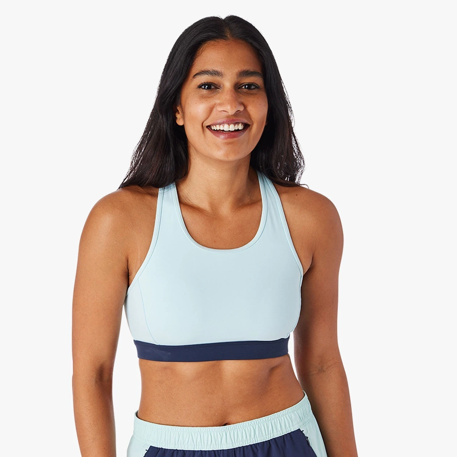 The Corliss Sports Bra | Light Blue Colorblock - Image 2
