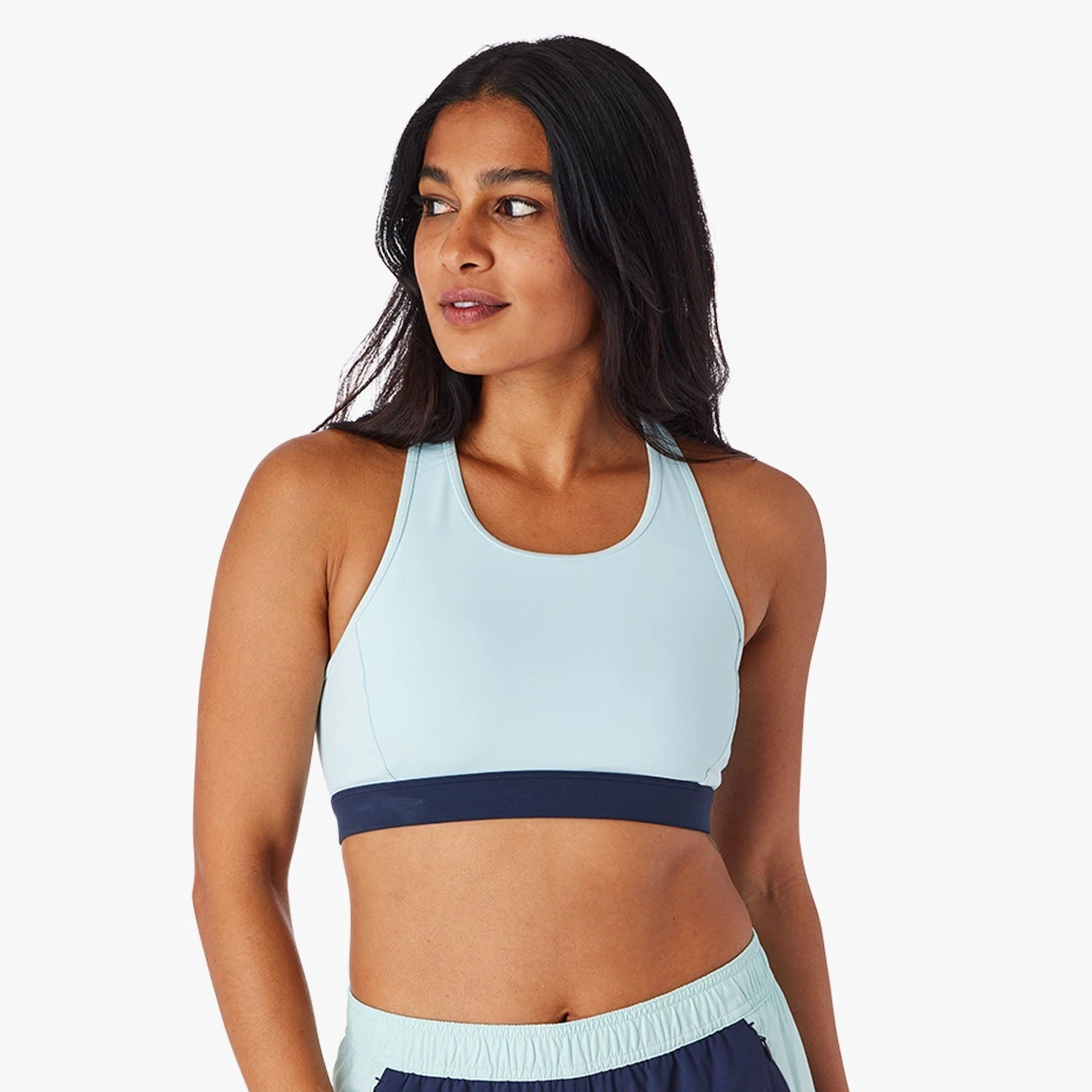 The Corliss Sports Bra | Light Blue Colorblock - Image 3